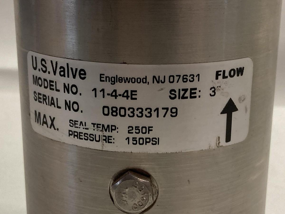 Used U.S. Valve,Model 11-4-4E,Check valve Size 3 Inches 250F 150psi