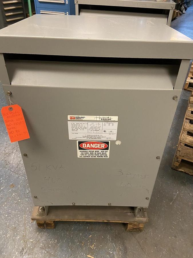 Federal Pacific,FH51CEMD-3,Transformer 51KVA HV 460V Low 230Y/133 3PH