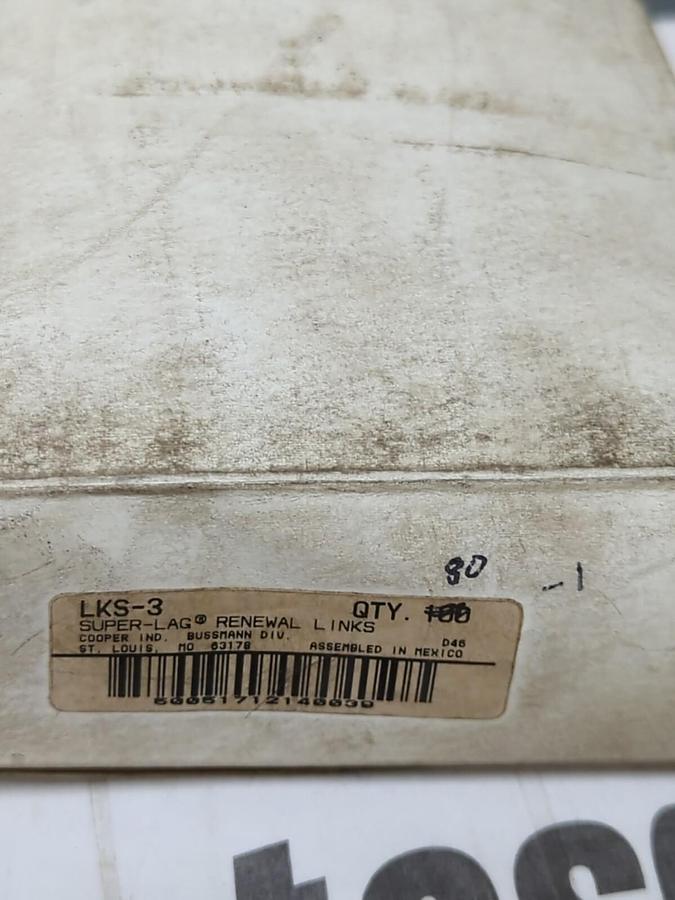 COOPER BUSSMANN,LKS-3,SUPER LAG RENEWAL LINKS LOT OF 80 NOS