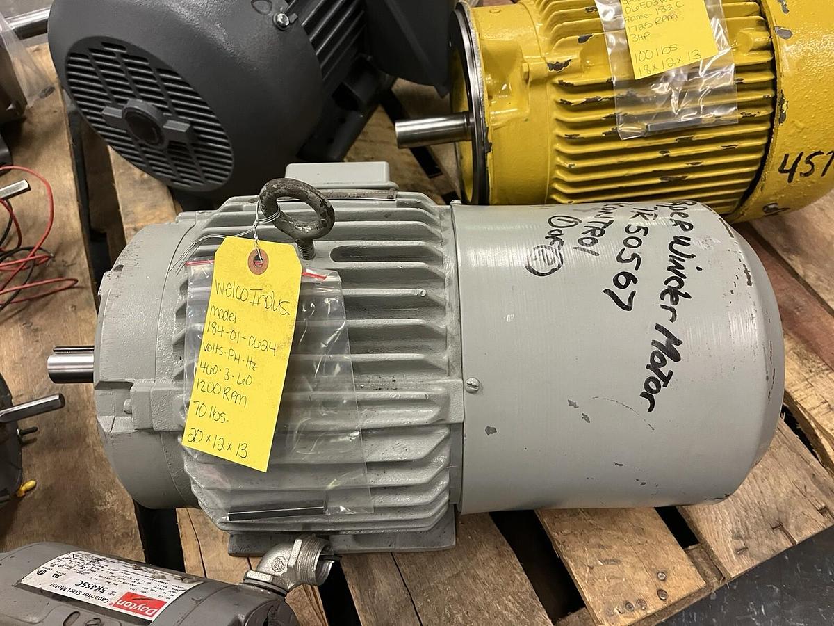 Used WELCO,184-01-0624,MOTOR 108 IN LBS 1200RPM 460V 3PH