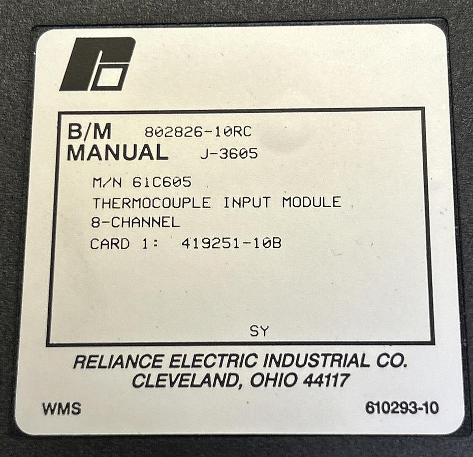 RELIANCE,61C-605,T/C INPUT CARD NOS