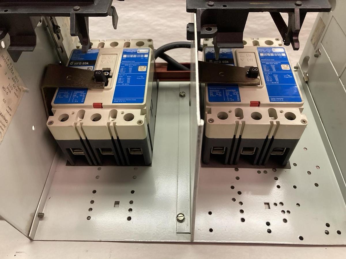 Used Cutler-Hammer,100A & 40 Amp,12 INCH MCC Dual Breaker Disconnect Bucket