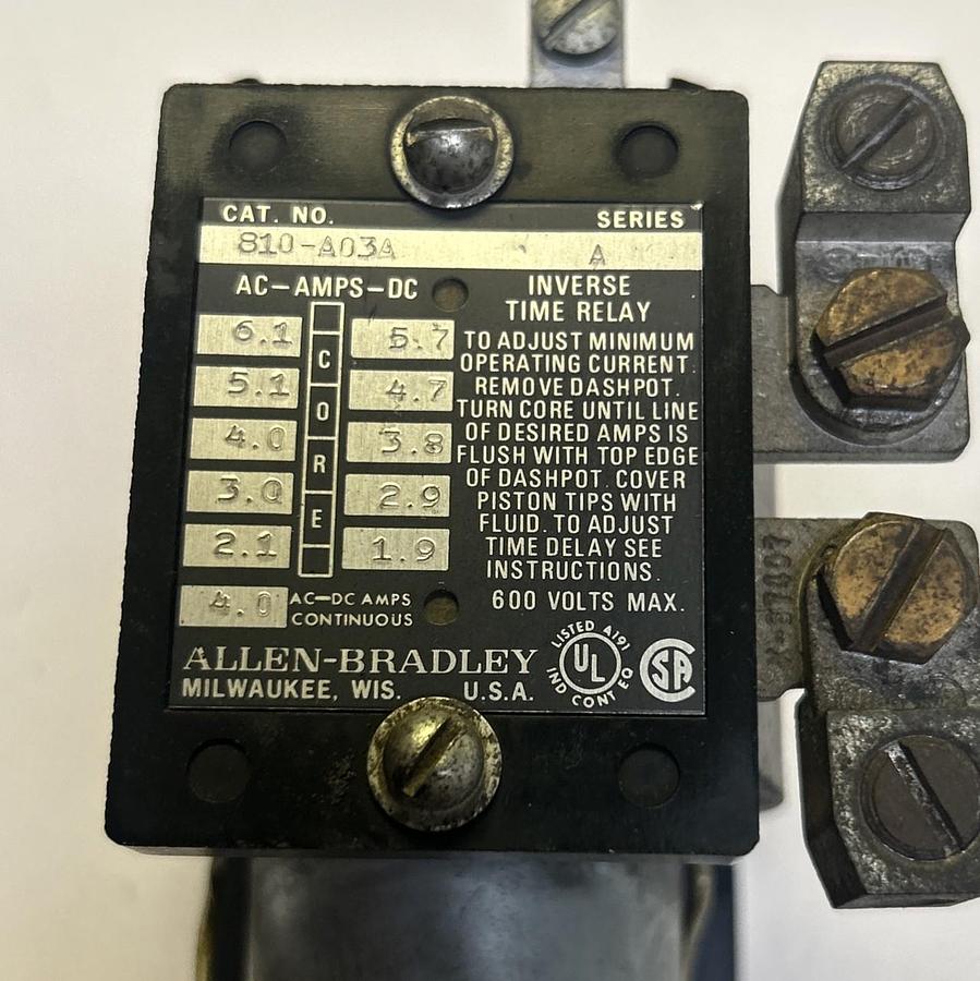 Used ALLEN BRADLEY,810-A03A,INVERSE TIME RELAY