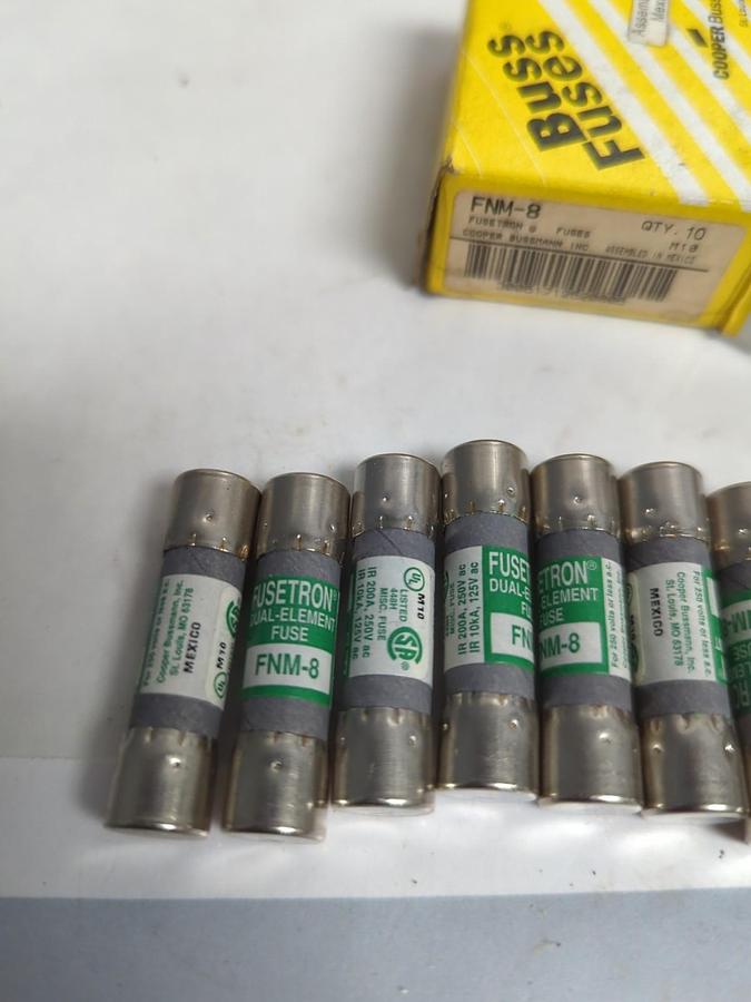 COOPER BUSSMANN,FNM-8,FUSETRON 8 AMP FUSES BOX OF 10 NOS