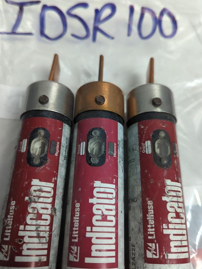 Used LITTELFUSE,IDSR100,INDICATOR FUSE 100 AMP LOT OF 3 PRE-OWNED