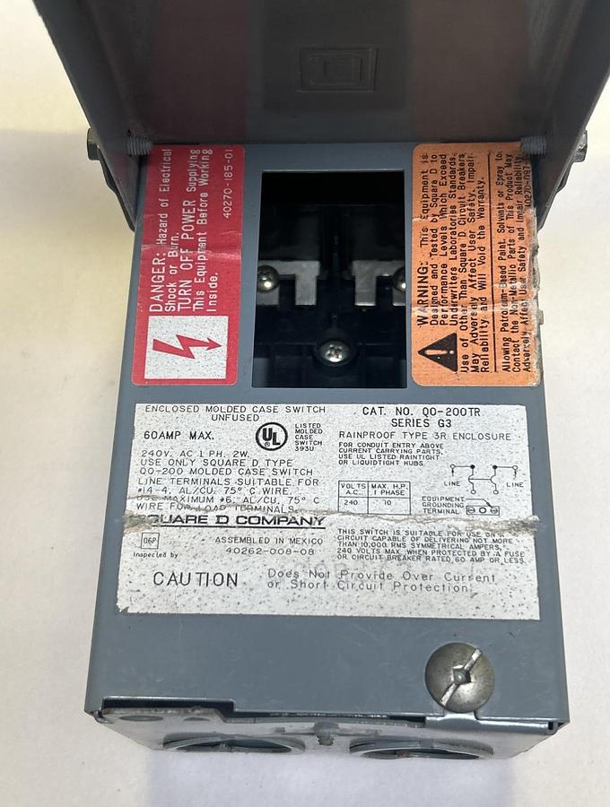 Used SQUARE D,Q0-200TR,RAINPROOF ENCLOSURE