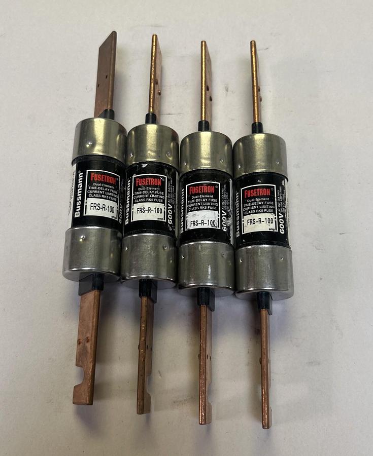 Used COOPER BUSSMANN,FRS-R-100,FUSETRON FUSE 100A 600V LOT OF 4