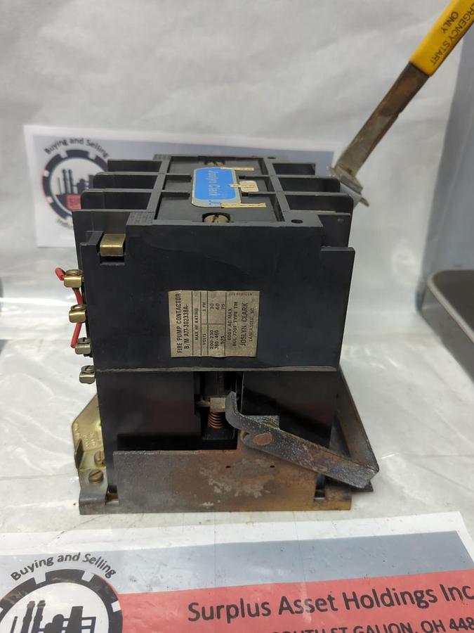 Used JOSLYN CLARK,A77-302338A,FIRE PUMP CONTACTOR 600V 3P COIL 480V TB162-9 PRE-OWNED