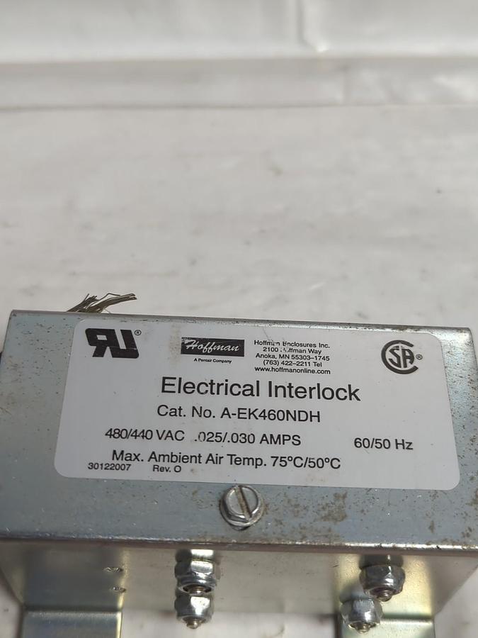 Used HOFFMANN,A-EK460NDH,ELECTRICAL INTERLOCK 480/440VAC .025/.030AMPS PRE-OWNED