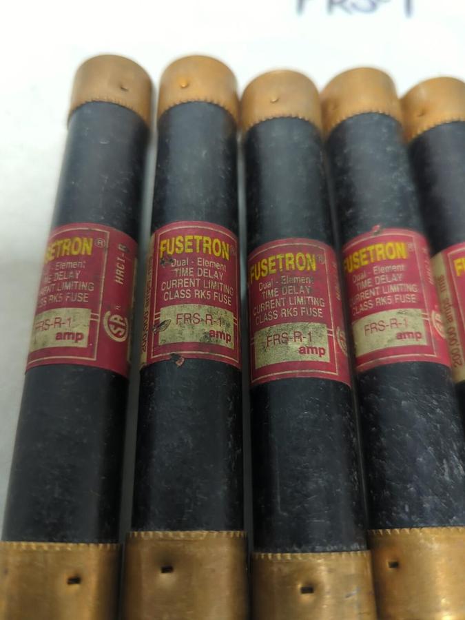 Used COOPER BUSSMANN,FRS-R-1,FUSETRON 1 AMP FUSE LOT OF 5 PRE-OWNED