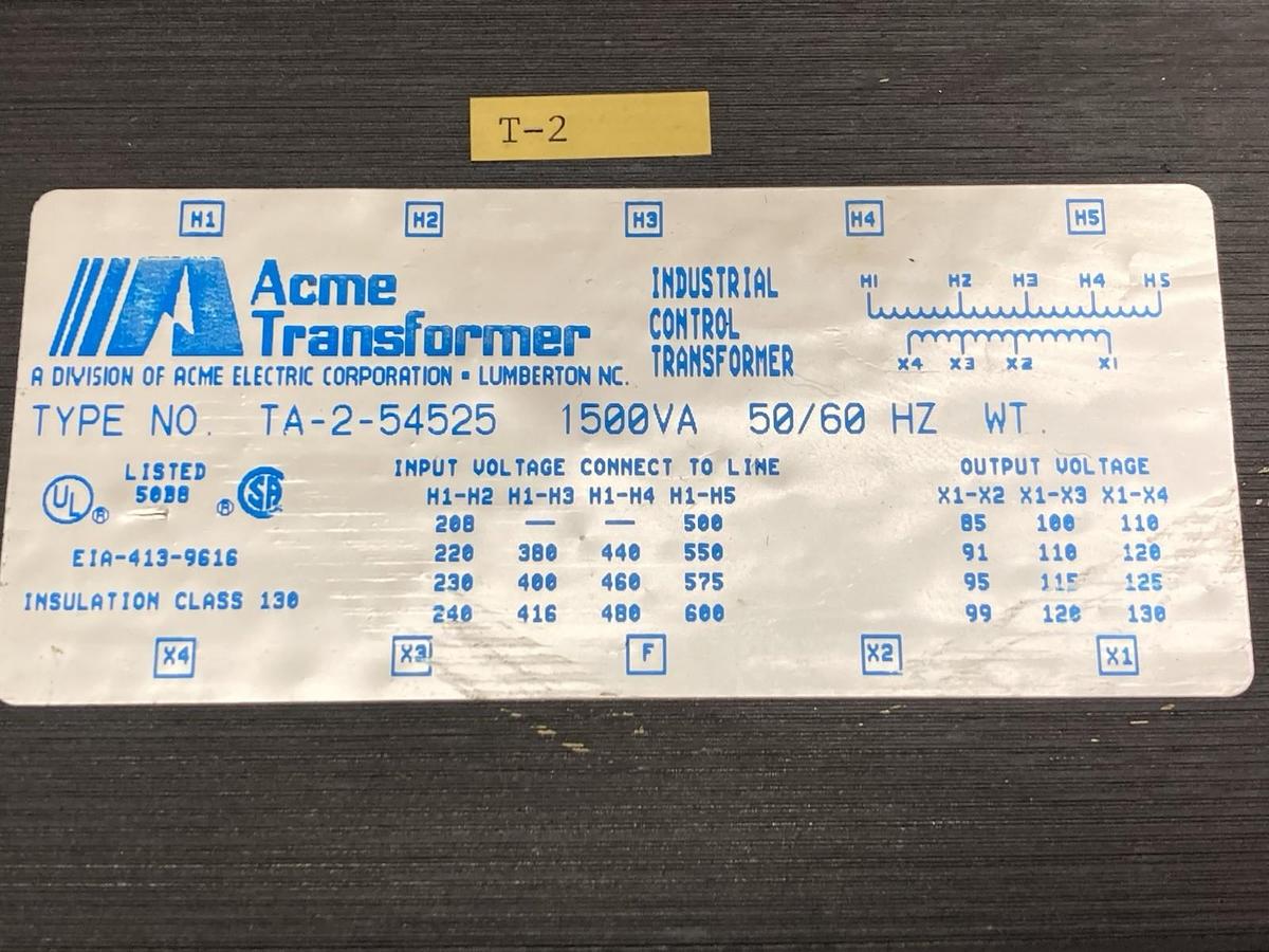 Acme Transformer,TA-2-54525,Industrial Control Transformer 1500Va 50/60Hz
