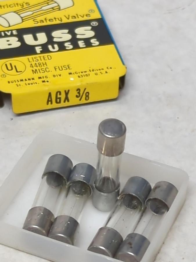 COOPER BUSSMANN,AGX 3/8,FAST ACTING GLASS FUSE PACK OF 5 NOS