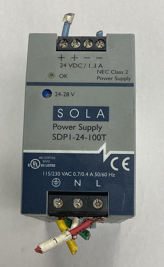Used SOLA HEVI DUTY,SDP-1-24-100T,POWER SUPPLY 24VDC 1.3A