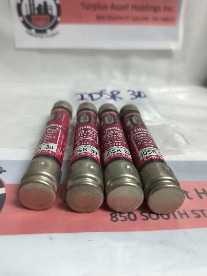 Used LITTELFUSE,IDSR30,INDICATOR 30 AMP FUSE LOT OF 4 PRE-OWNED