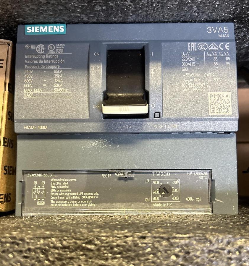 SIEMENS,MBKVAM3400A,MAIN BREAKER KIT 400A 480V 3P NOS