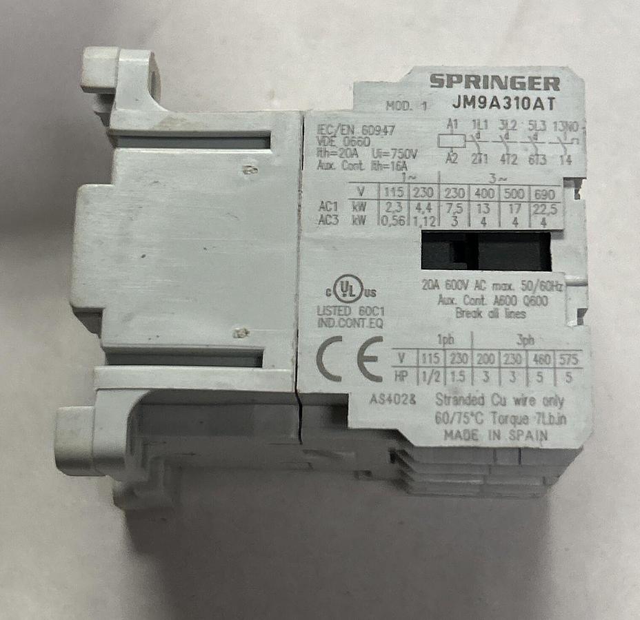 SPRINGER CONTROLS,JM9A310AT-J,CONTACTOR NOS