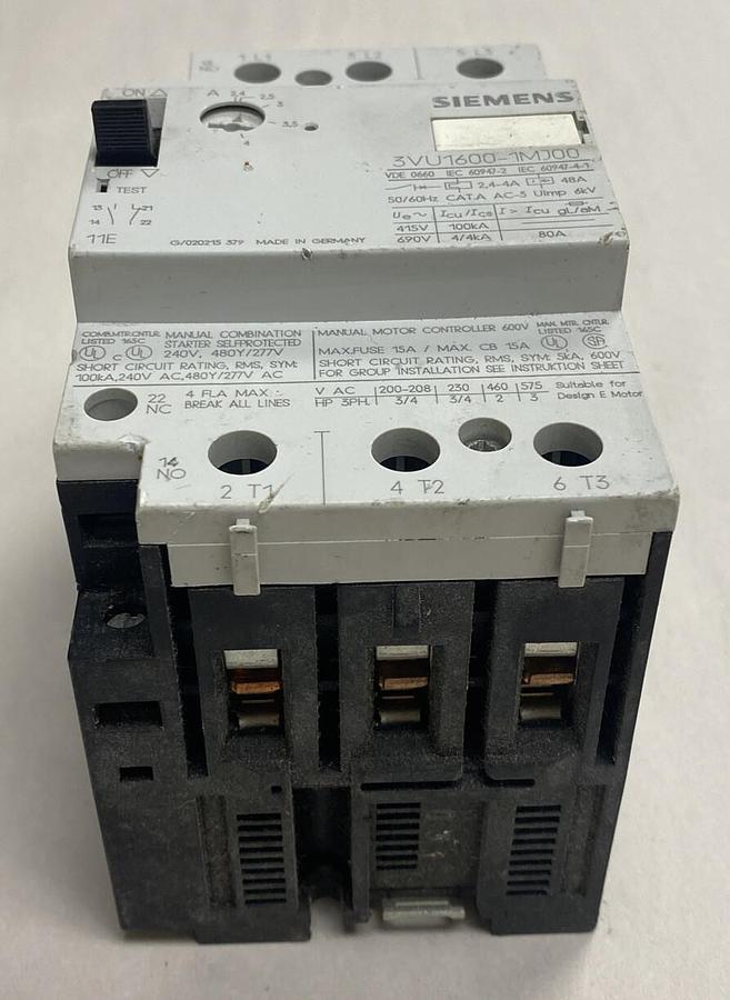 Siemens,3VU1600-1MJ00,Manual Motor Control 600V
