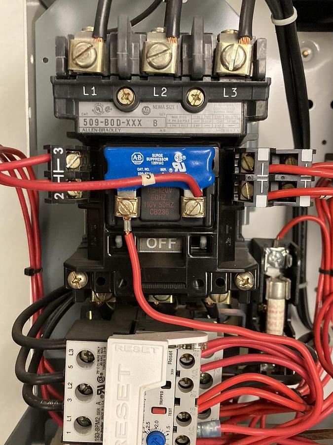 Used Allen Bradley,2100 2113B,Size 1 MCC 12 INCH Starter Bucket 7 Amp Breaker