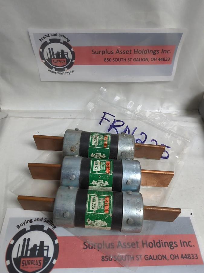 Used COOPER BUSSMANN,FRN-225,FUSETRON FUSE 225 AMP LOT OF 3 PRE-OWNED