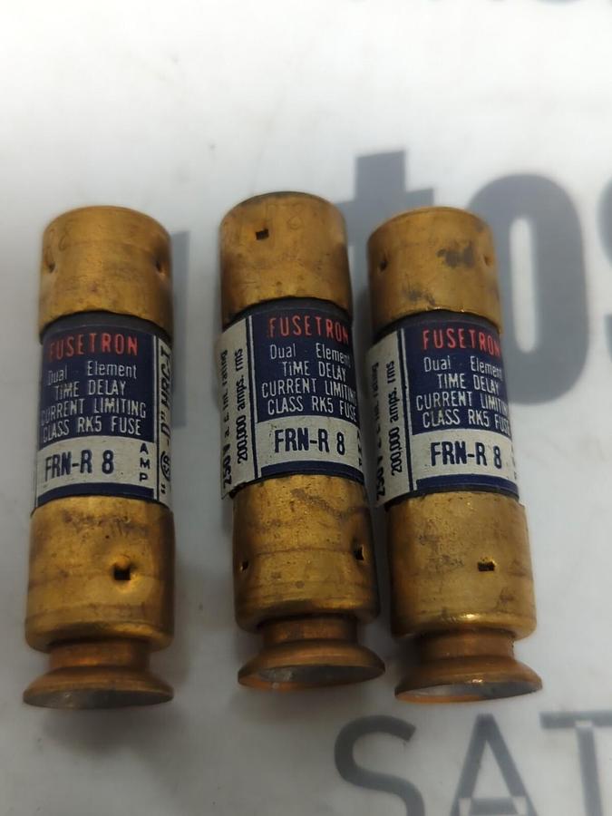 COOPER BUSSMANN,FRN-R-8,FUSETRON 8 AMP FUSE LOT OF 3 NOS