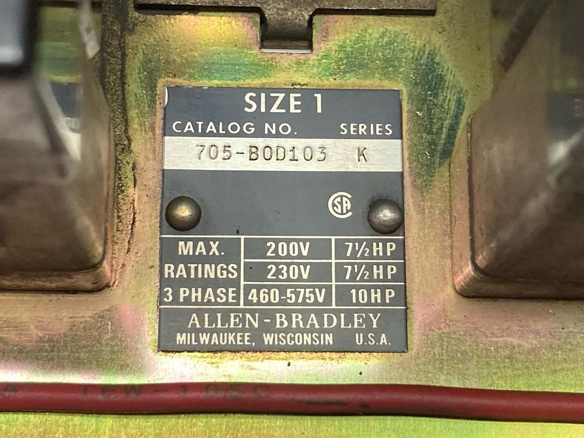 Used Allen Bradley,705-BOD103,Ser K Reversing Motor Starter
