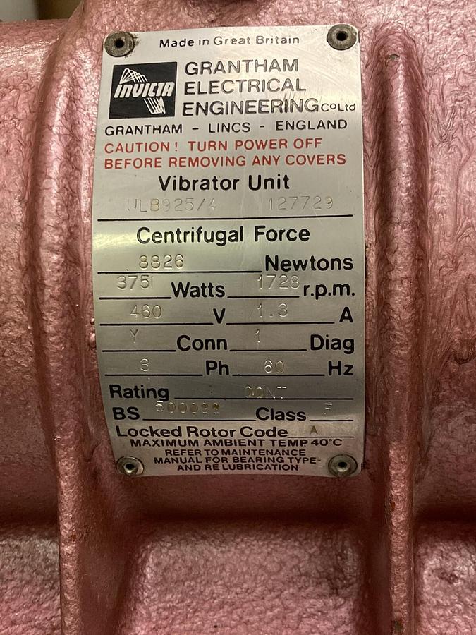 Invicta,ULB925/4 / 127729,3-Phase Vibrator Unit 460V  60 HZ  375W