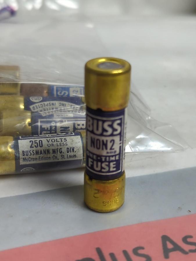 Used COOPER BUSSMANN,NON-2,ONE-TIME FUSE 2 AMP LOT OF 15 PRE-OWNED