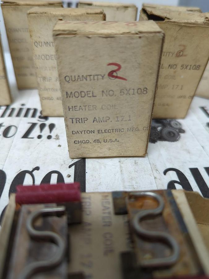 DAYTON ELECTRIC,5X108,HEATER COIL TRIP AMP 17.1 LOT OF 11  NOS