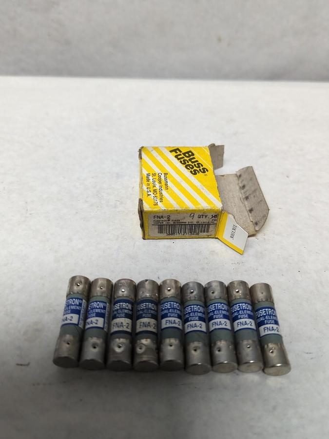 COOPER BUSSMANN,FNA-2,FUSETRON 2 AMP FUSES BOX OF 9 NOS