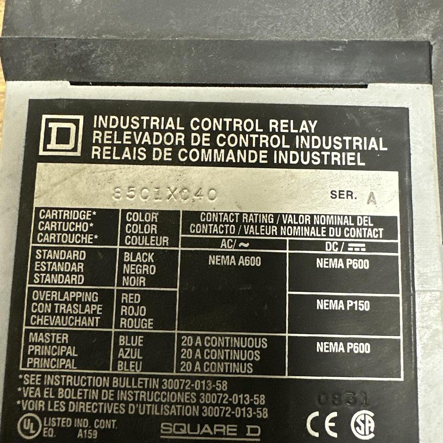 Used Square D,8501 X0 40,Control Relay