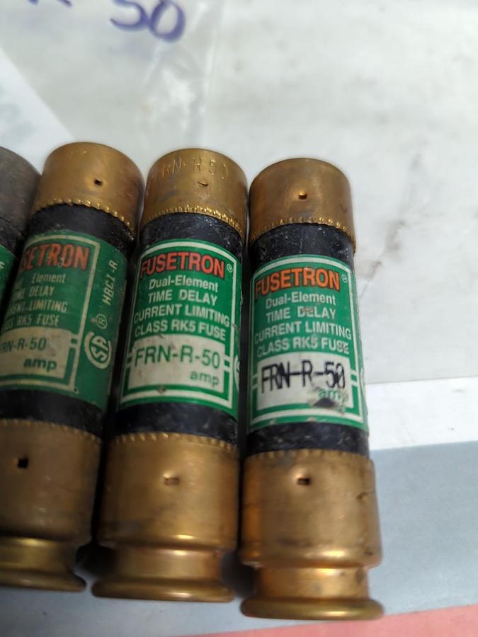 Used COOPER BUSSMANN,FRN-R-50,FUSETON FUSE 50 AMP LOT OF 5 PRE-OWNED