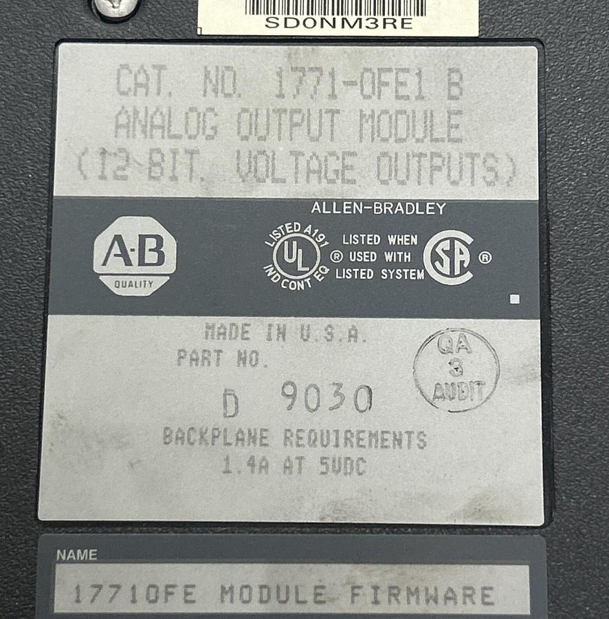 Used ALLEN BRADLEY,1771-OFE1,ANALOG OUTPUT MODULE