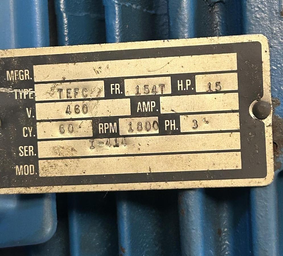 Used UNBRANDED,TEFC,MOTOR 15HP 1800RPM 460V 3PH 154T FRAME