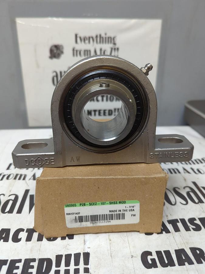 DODGE,080965 P2B-SCHEZ-107-SHSS-MOD, STAINLESS STEEL PILLOW BLOCK  1-7/16  BORE