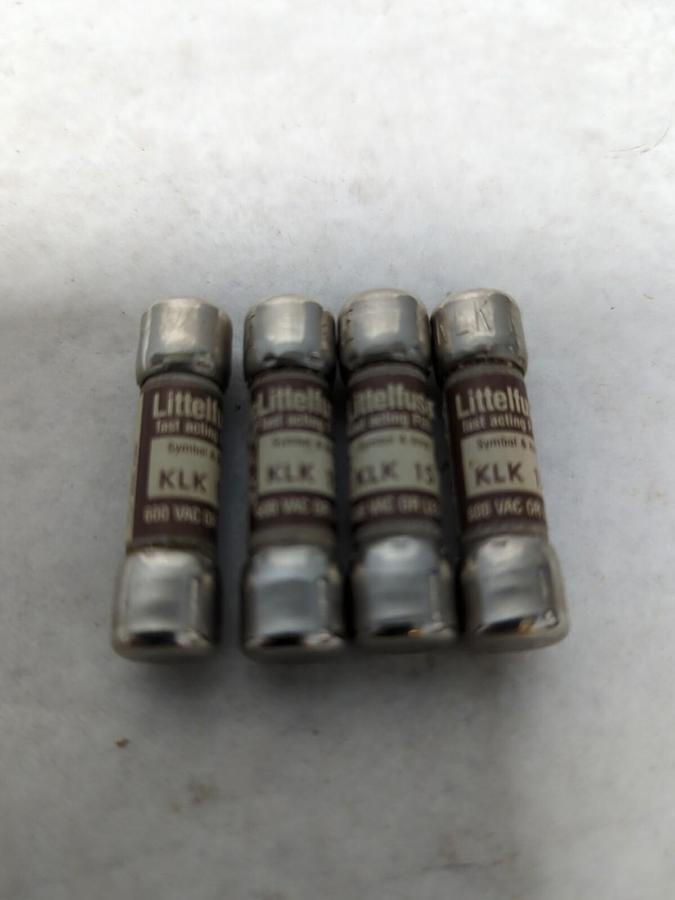 LITTELFUSE,KLK 15,FAST ACTING 15 AMPFUSE LOT OF 4 NOS