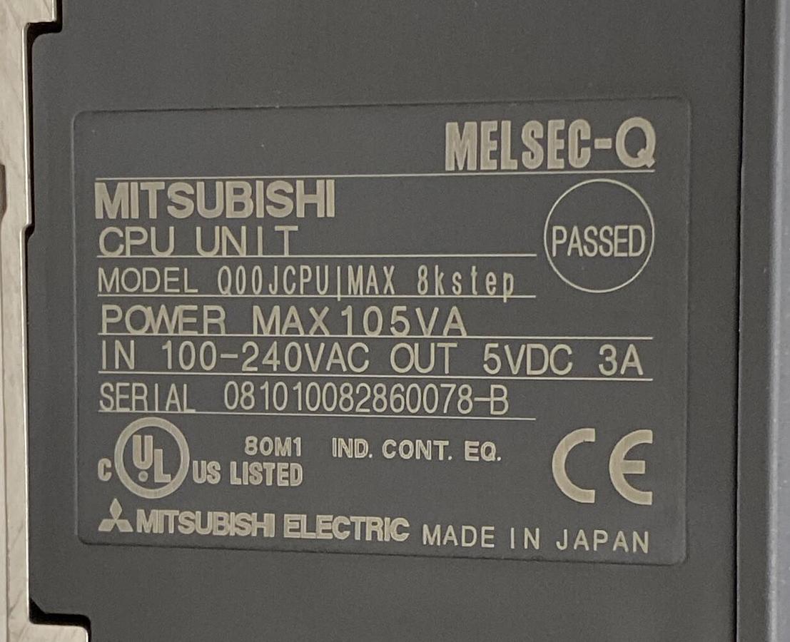 Used Mitsubishi,Q00JCPU,Melsec Power Supply 100-240VAC 3AMP