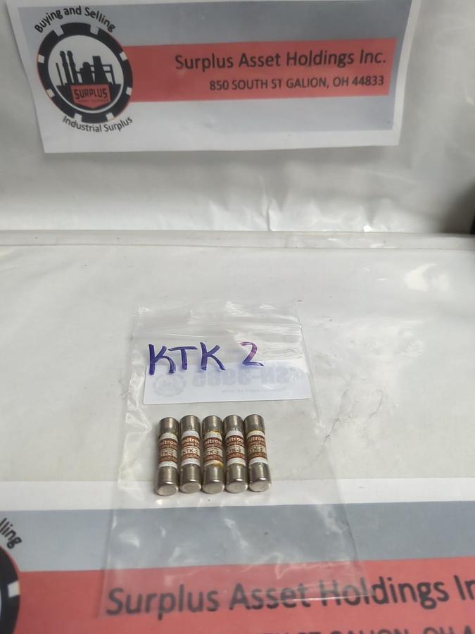 Used COOPER BUSSMANN,KTK-2,LIMITRON 2 AMP FUSE LOT OF 5 PRE-OWNED