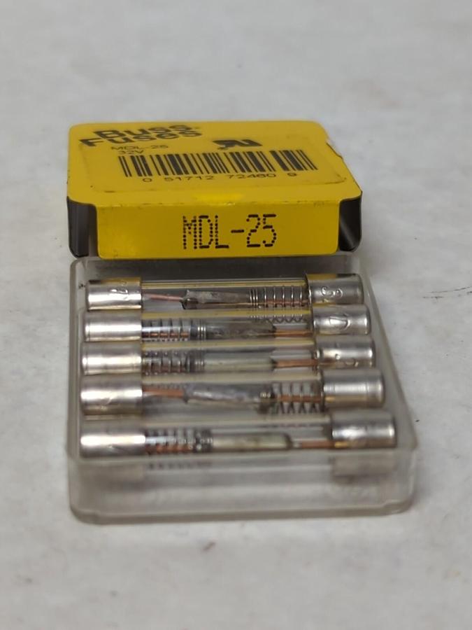 COOPER BUSSMANN,MDL-25,GLASS FUSES PACK OF 5 NOS