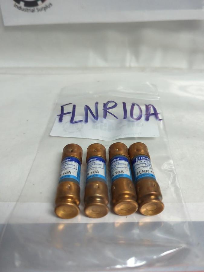 Used LITTELFUSE,FLNR10A,TIME-DELAY 10 AMP FUSE LOT OF 4 PRE-OWNED