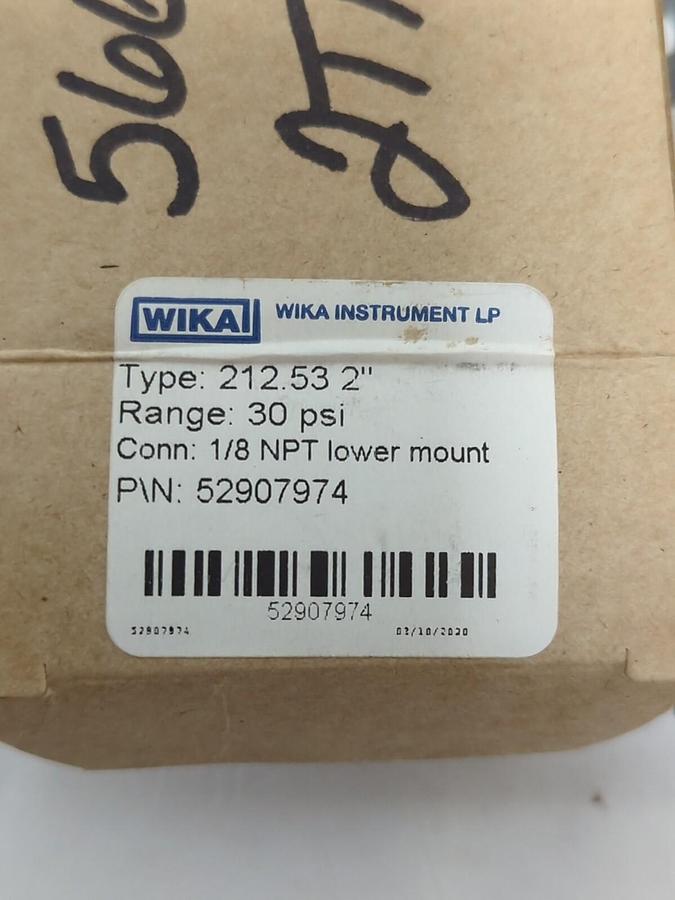 WIKA,52907974,TYPE 212.53 GAUGE 2 INCH FACE 1/8 INCH BOTTOM NPT