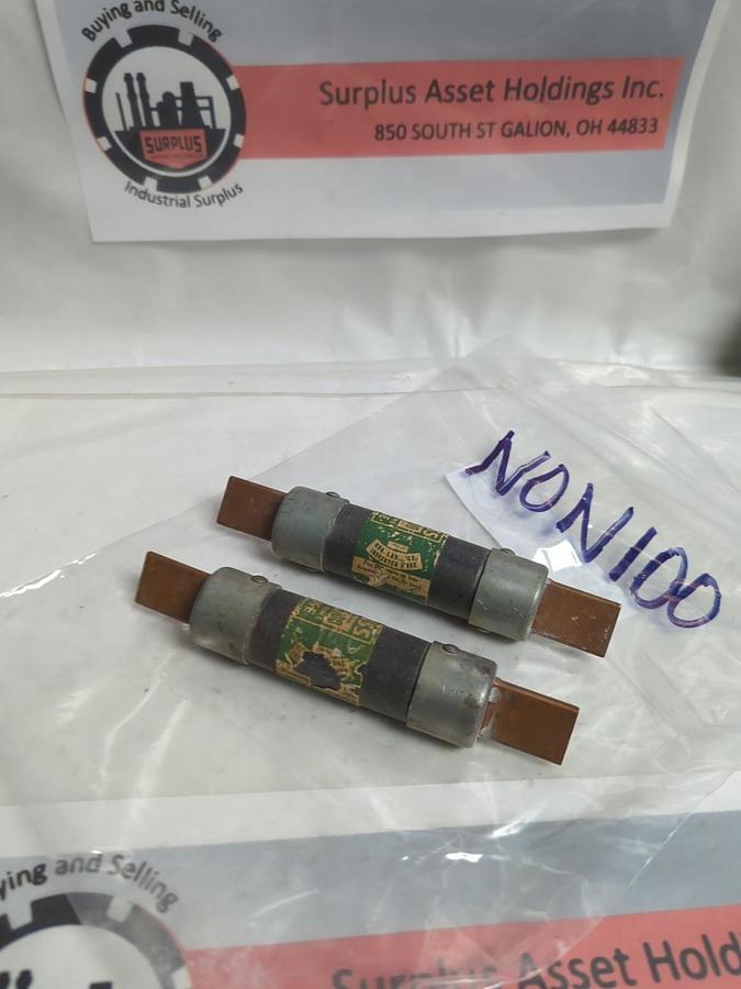 Used COOPER BUSSMANN,NON 100,ONE-TIME 100 AMP FUSE LOT OF 2 PRE-OWNED