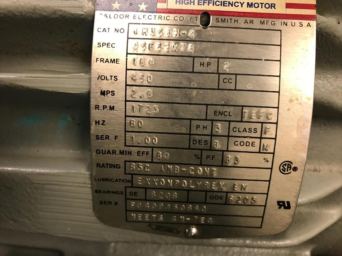 Baldor,CM3689-4,High Efficiency Motor 2HP 1725RPM 460V Frame 184