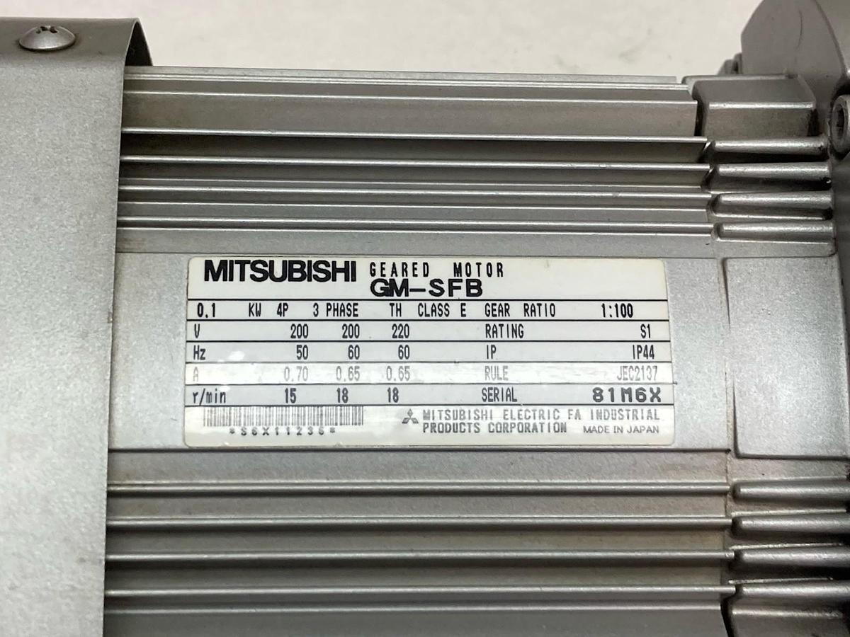 Mitsubishi,GM-SFB,3-Phase Geared Motor 0.1KW 200/220V Ratio 1:100