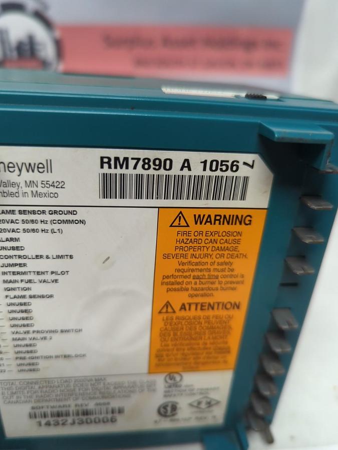 Used HONEYWELL,RM7890 2 1056,ULTRAVIOLET FLAME AMPLIFIER BURNER CONTROL UNIT