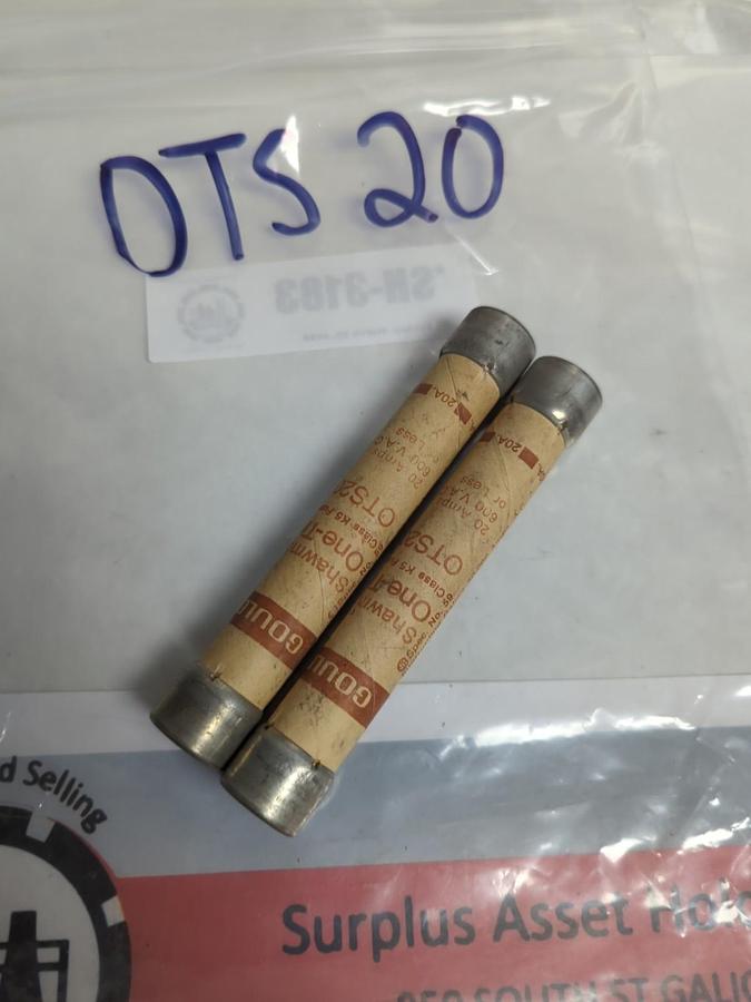Used GOULD SHAWMUT,OTS 20,ONE-TIME 20 AMP FUSE LOT OF 2 PRE-OWNED