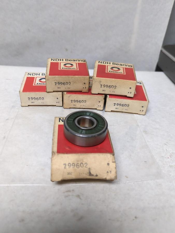 NDH DELCO,Z99602,RUBBER SEALED BALL BEARING LOT OF 6 NOS