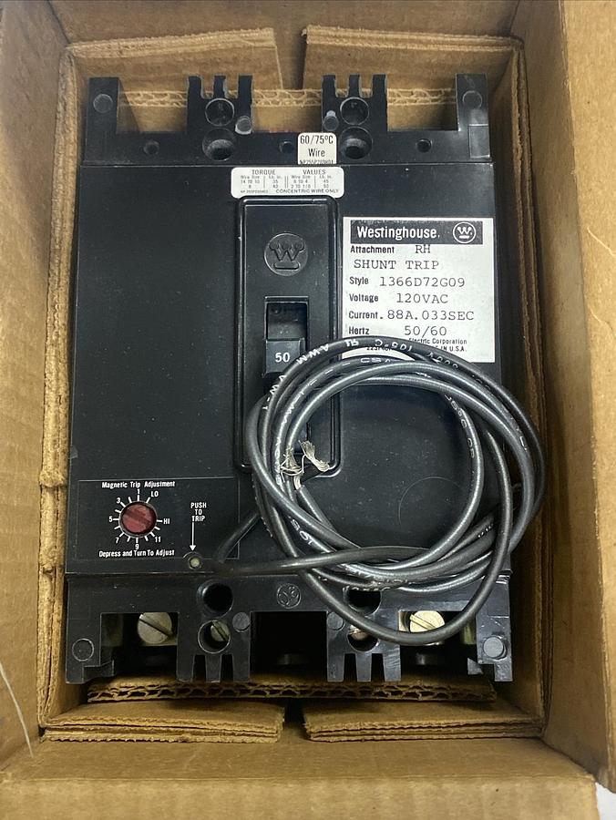 Westinghouse,5682D38G05,Circuit Breaker Mag Only 50Amp 600V 2 Pole New