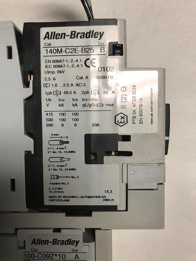 Used Allen Bradley,190S-ANDJ2-CB25R,Compact starter Series B