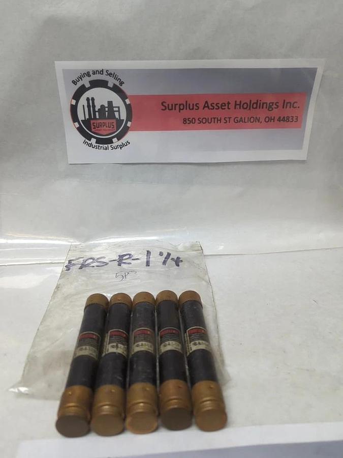 Used COOPER BUSSMANN,FRS-R-1-1/4,FUSETRON 1-1/4 AMP FUSE LOT OF 5 PRE-OWNED