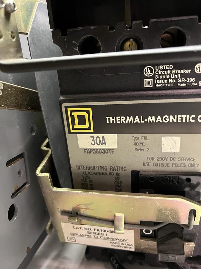 Used SQUARE D,MODEL 5,DISCONNECT 30 AMP FAP36030TF BREAKER MCC BUCKET